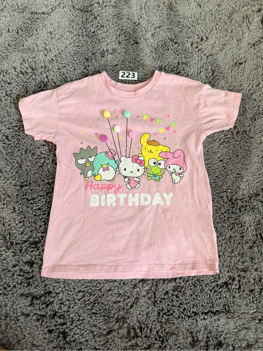 Sanrio Light Pink Birthday Characters Short Sleeve Tee